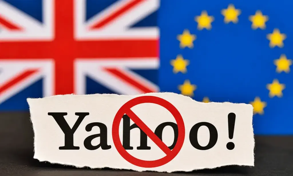 イギリスとヨーロッパでYahoo!が使えないことを表す画像