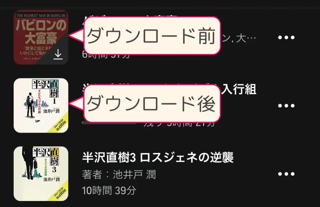 ダウンロード前とダウンロード後の表示の違い