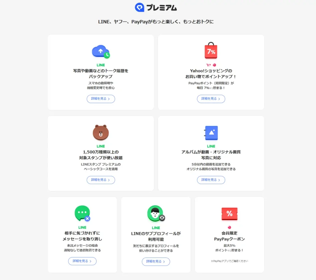 LYPプレミアムの特典例