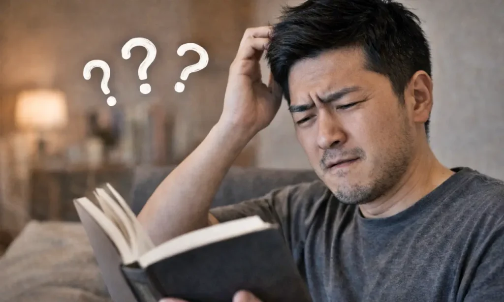 過去のページを読み替えてしている男性