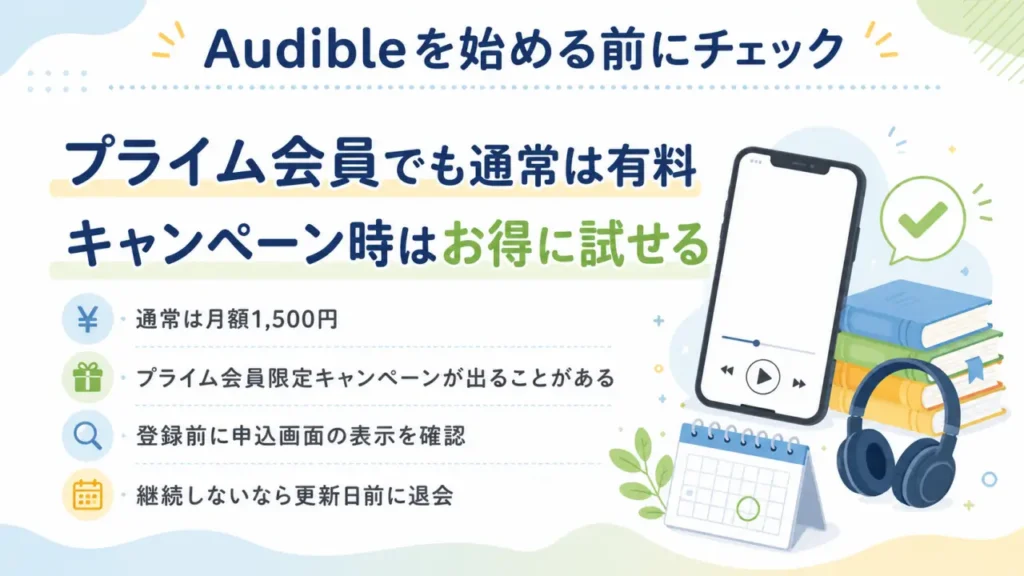 プライム会員がAudibleを始める前のチェック事項